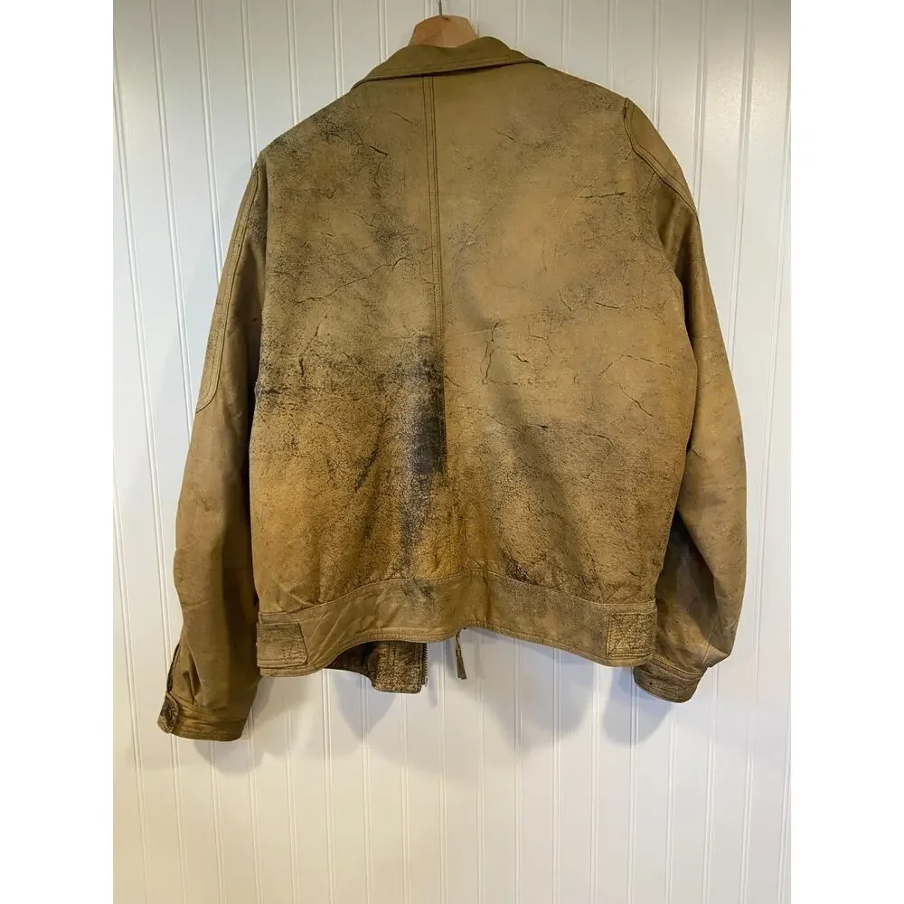 NZO New Zealand Outback Leather Bomber Jacket Men's 42 tan 100%, Vintage